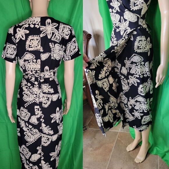 Vintage PASSPORTS OF PIER 1 IMPORTS Wrap Midi Dress - Picture 3 of 10